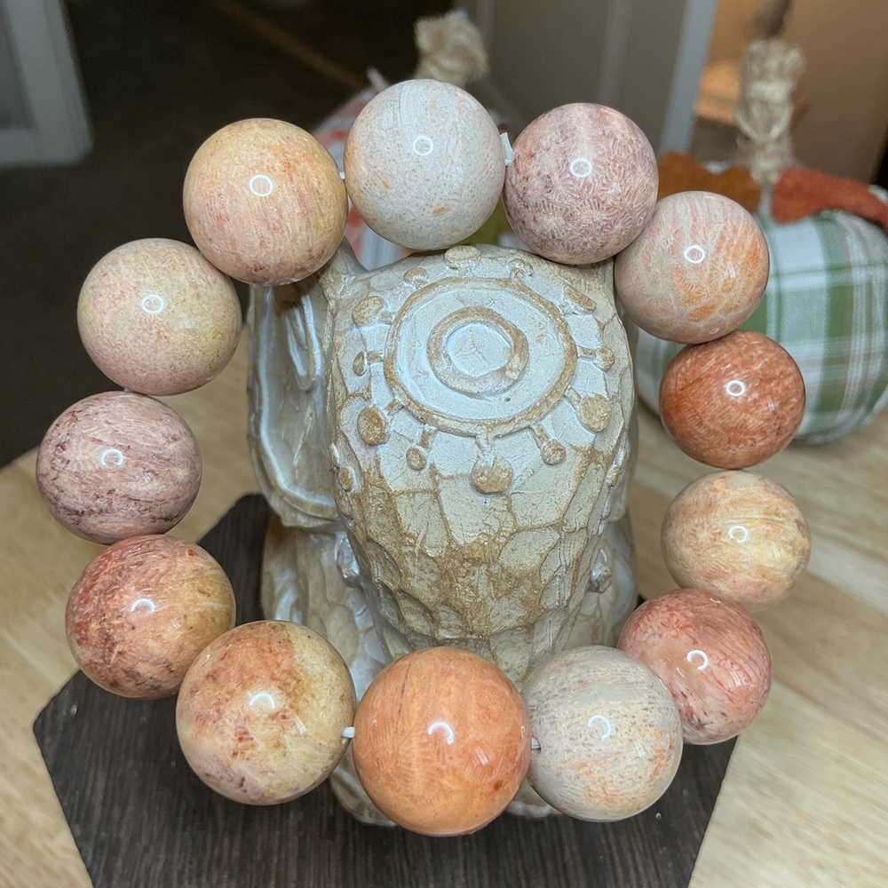 Orange & Pink Chunky Coral Jade 18mm